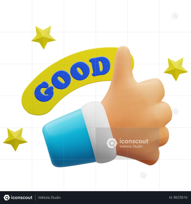 Good Hand Gesture and Word mark  3D Icon