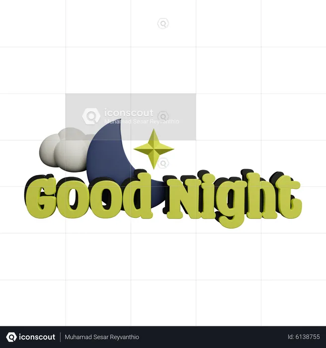 Good Night  3D Sticker