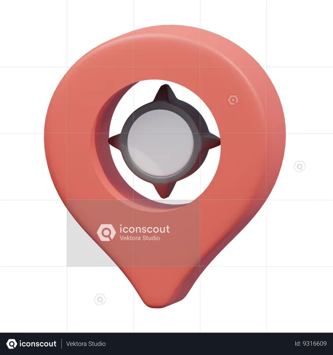 GPS Location  3D Icon