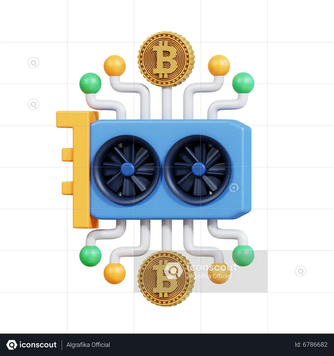 Minería de gpu  3D Icon