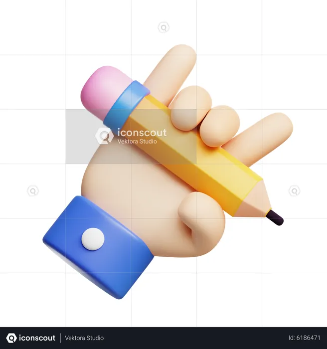 Grabbing Pencil  3D Icon