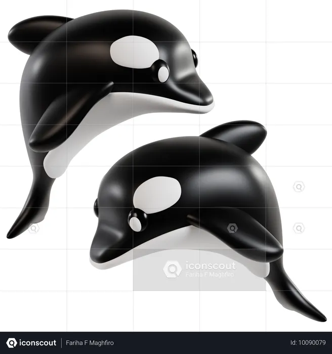 Duo de Orcas Graciosas  3D Icon