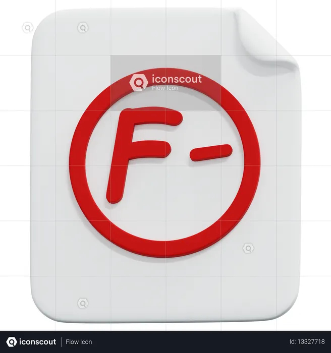 Grade F Minus Paper  3D Icon