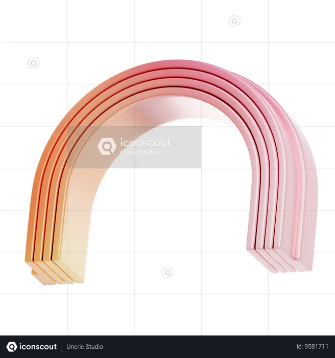Gradient Orange Y 2 K Curved Line Shape  3D Icon
