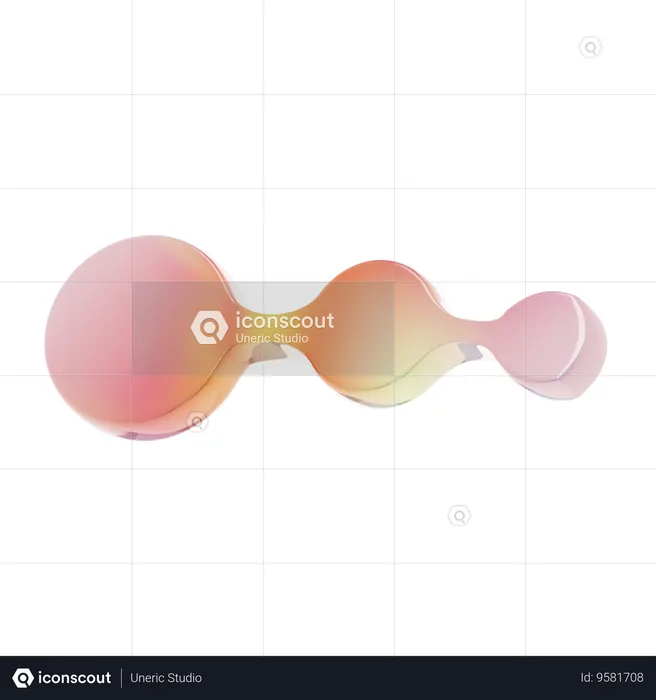 Gradient Orange Y 2 K Straight Molecule Symbol Shape  3D Icon