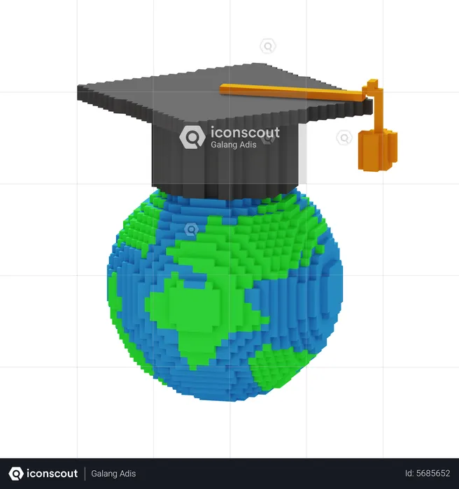 Graduação global  3D Icon