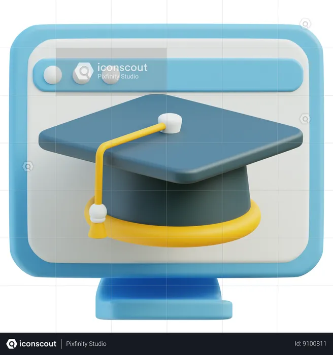 Graduação on-line  3D Icon