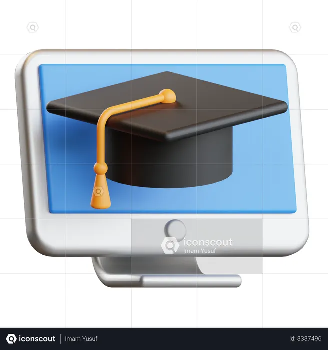 Graduação on-line  3D Icon