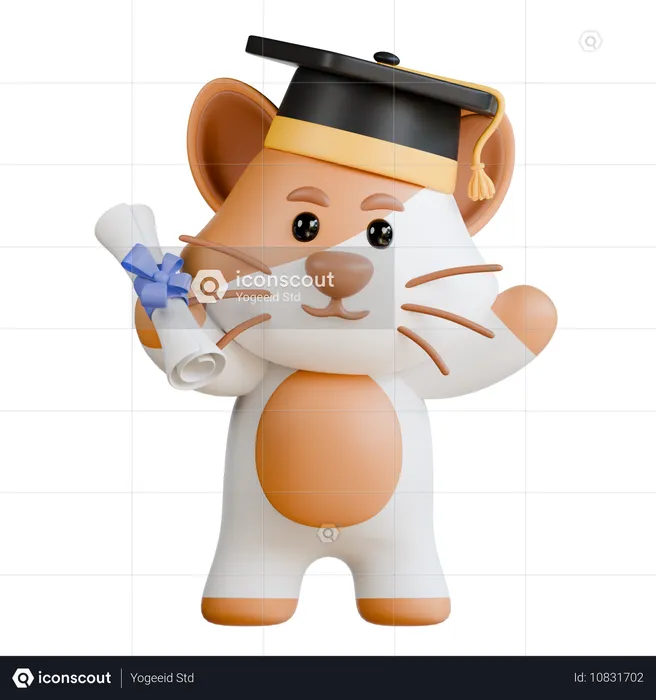 Graduación de gato  3D Illustration