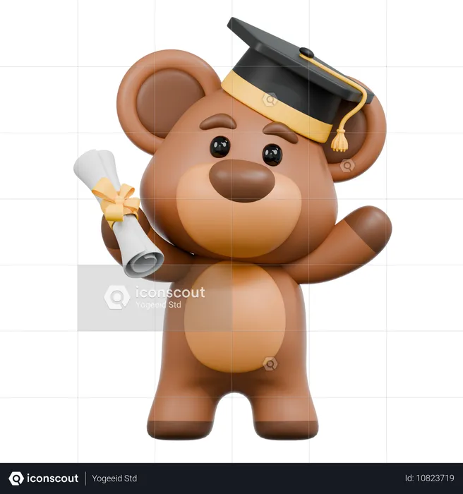 Graduación del oso  3D Illustration