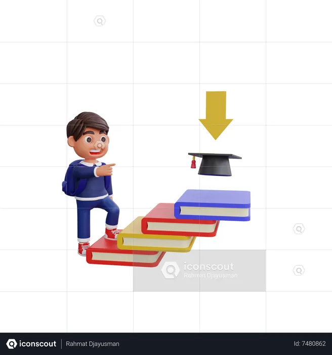 Graduate Boy Student  3D Illustration