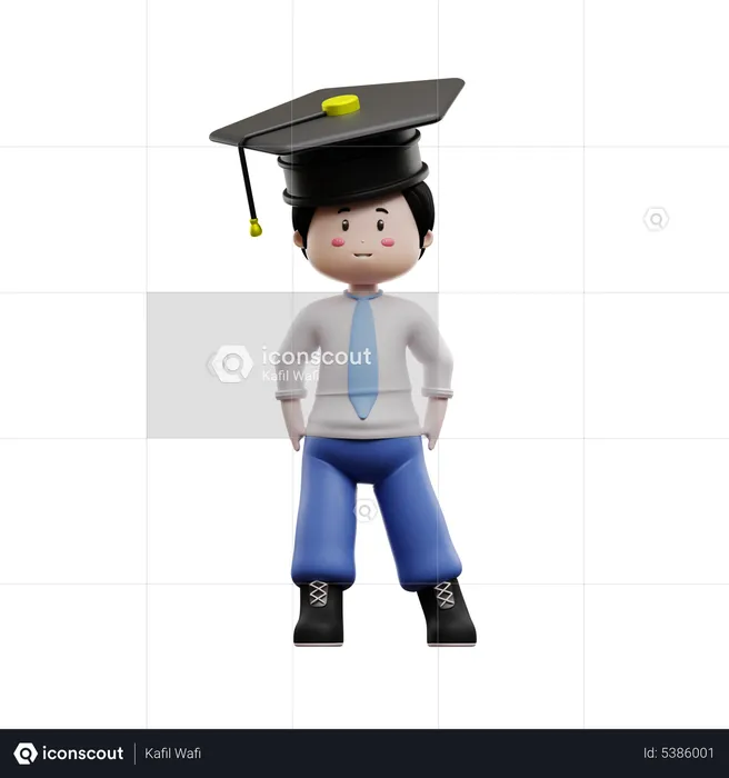 Graduate Boy Student  3D Illustration