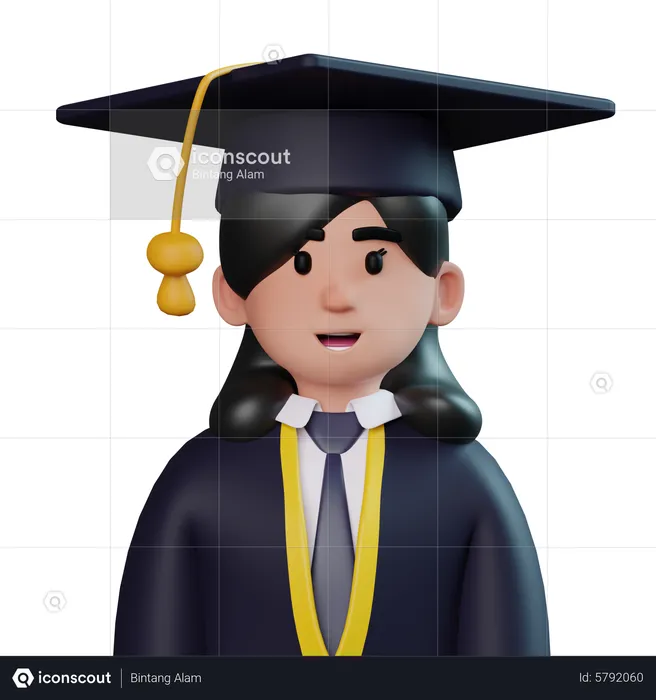 Graduate Female Student  3D Icon