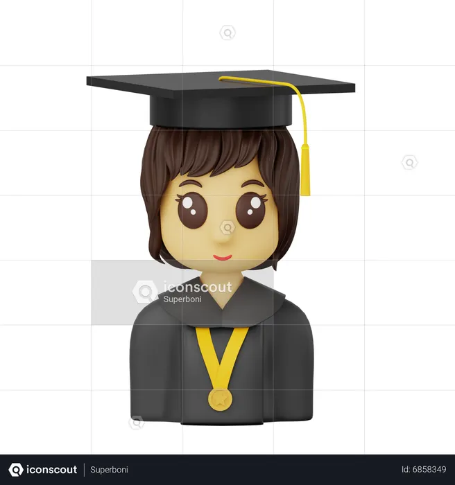 Graduate Girl  3D Icon