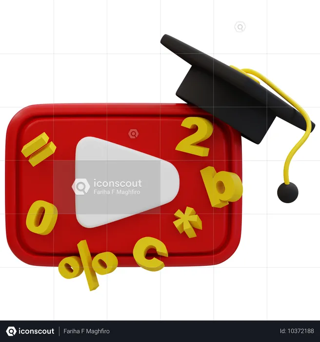 Graduate to Success with YouTube Education  3D Icon