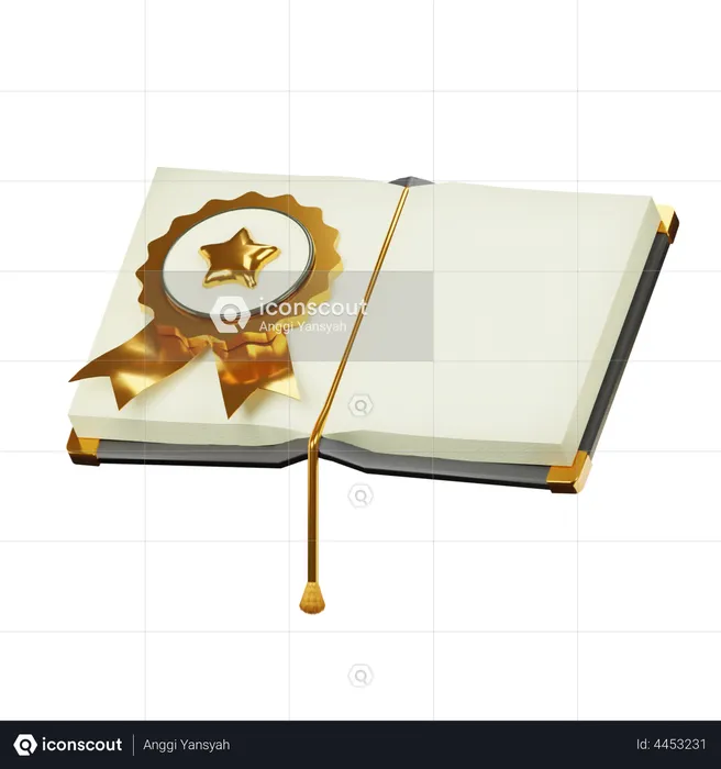 Graduation Book With Badge  3D Illustration