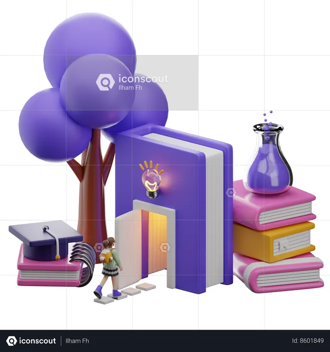 Graduation Books  3D Icon