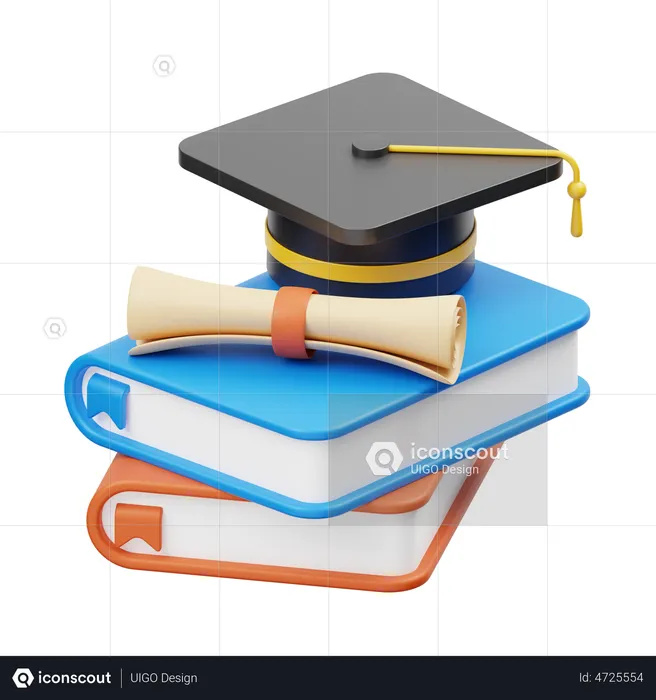 Graduation Books And Certificate  3D Illustration