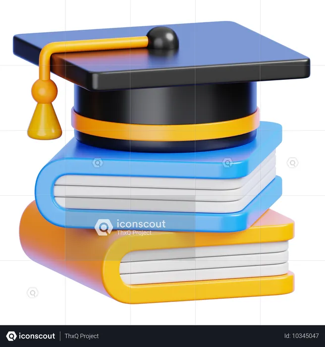 Graduation Cap And Book  3D Icon