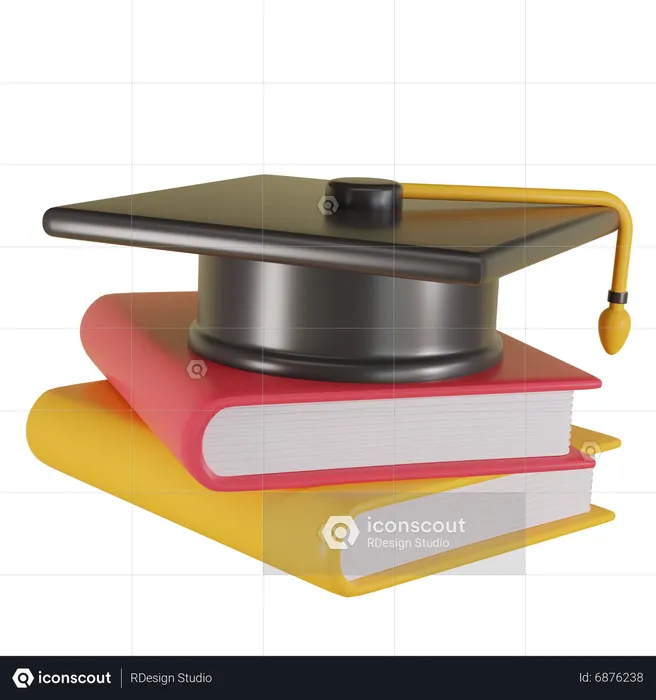 Graduation Cap And Book  3D Icon