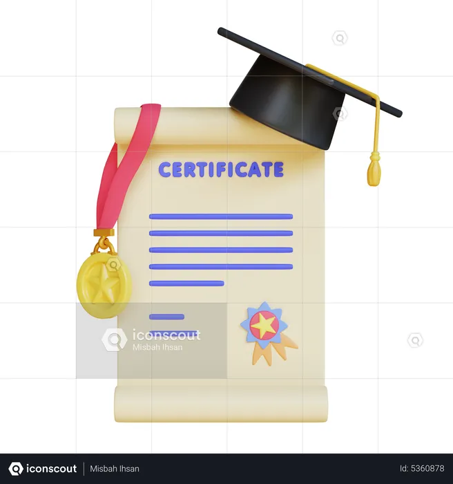Graduation Certificate  3D Illustration