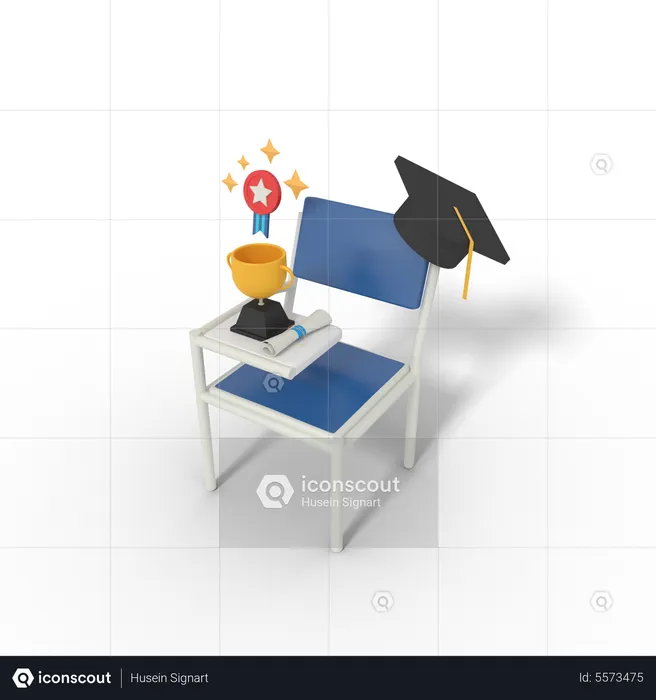 Graduation education chair  3D Illustration