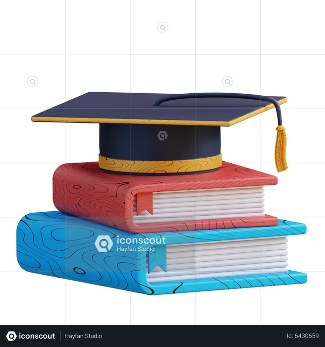 Graduation Hat And Book  3D Icon