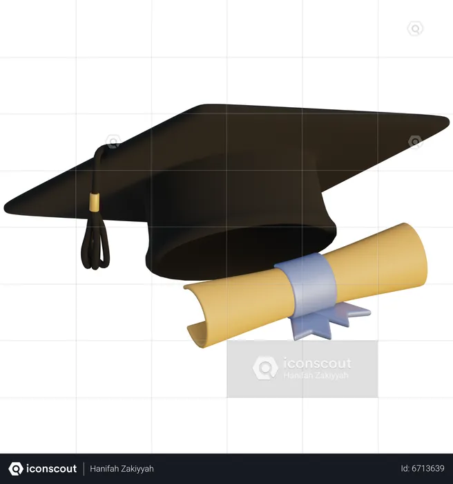 Graduation Hat And Diploma  3D Icon