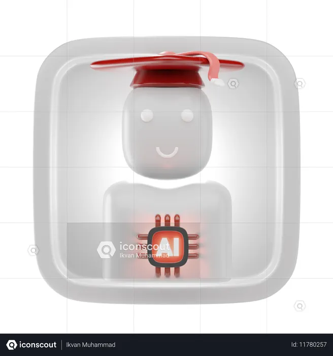 Graduation Robot  3D Icon