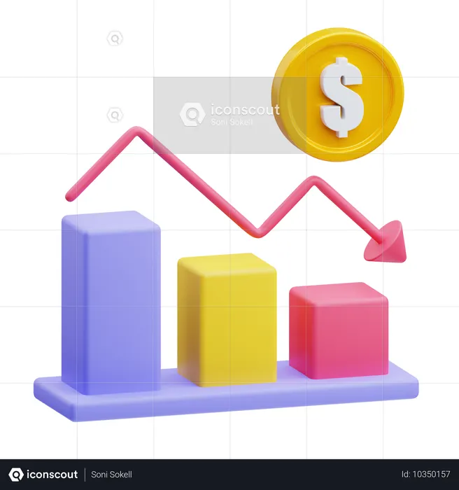 Gráfico hacia abajo  3D Icon