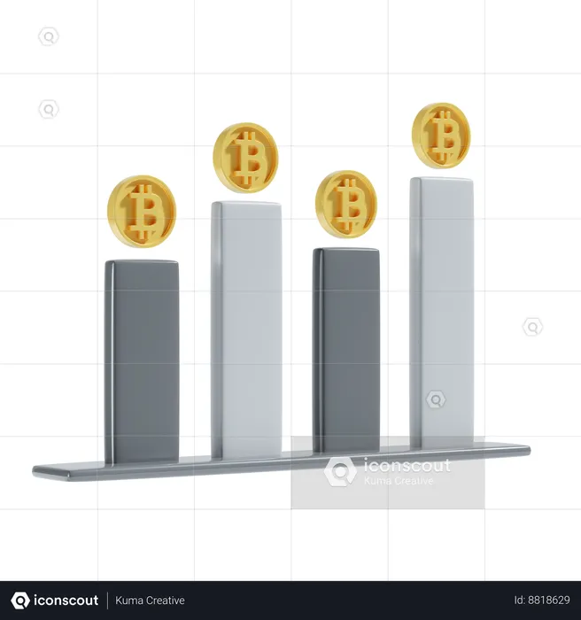 Gráfico de bitcoins  3D Icon