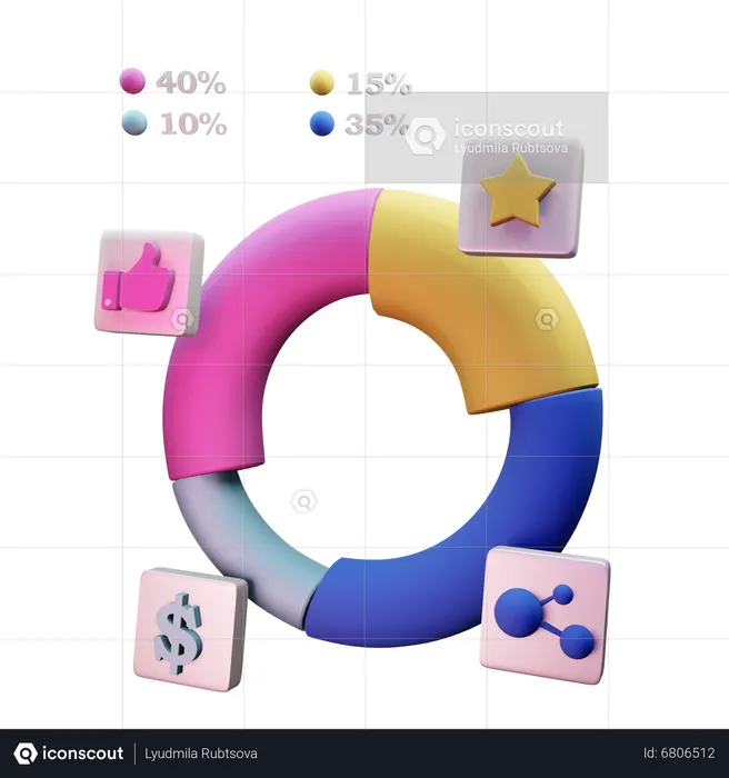 Gráfico circular  3D Icon