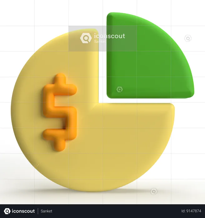 Gráfico circular de dinero  3D Icon