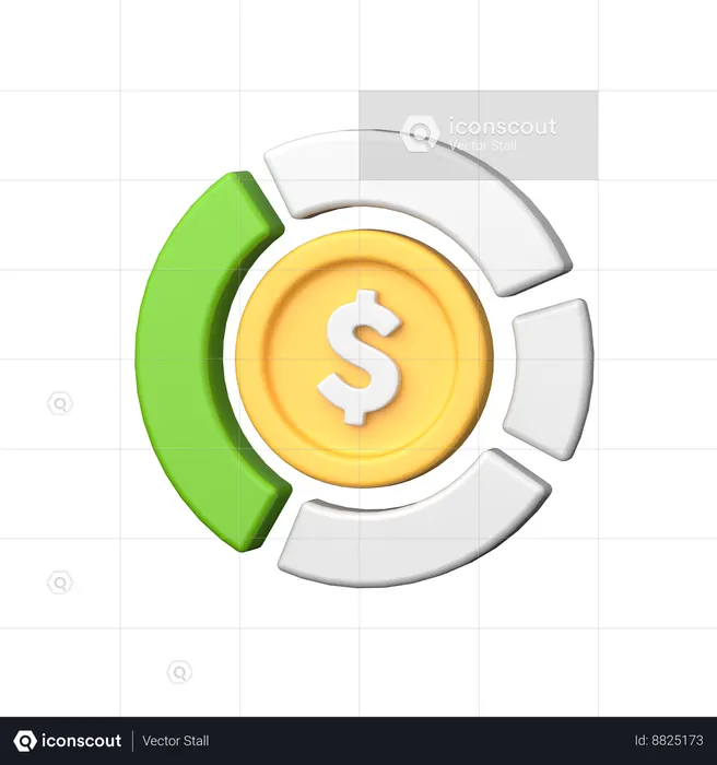 Gráfico circular del dólar  3D Icon