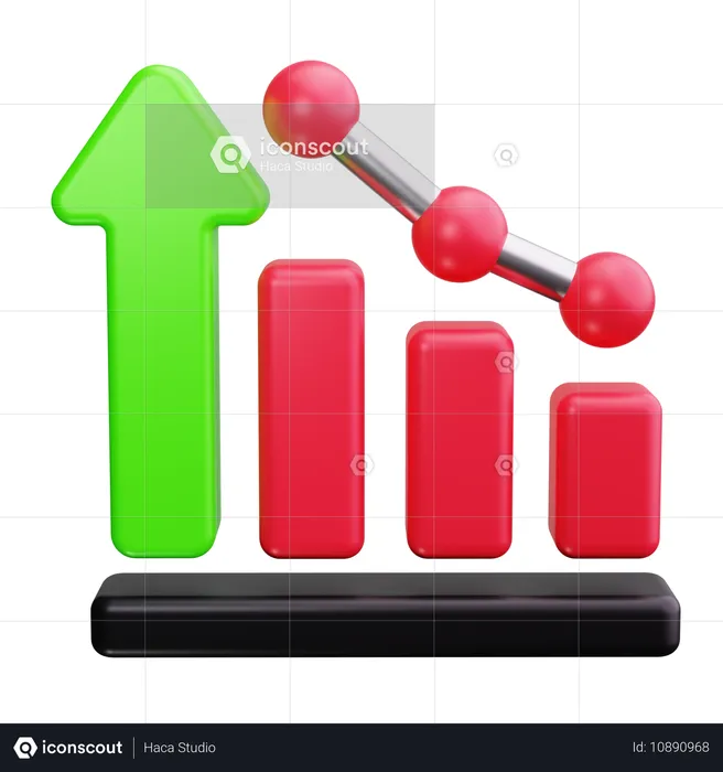 Gráfico com seta ascendente  3D Icon