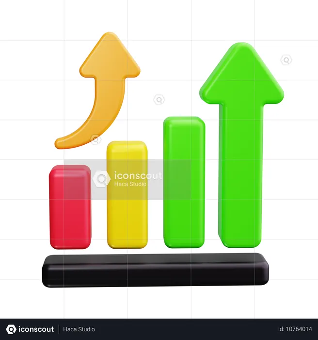 Gráfico com tendência ascendente  3D Icon