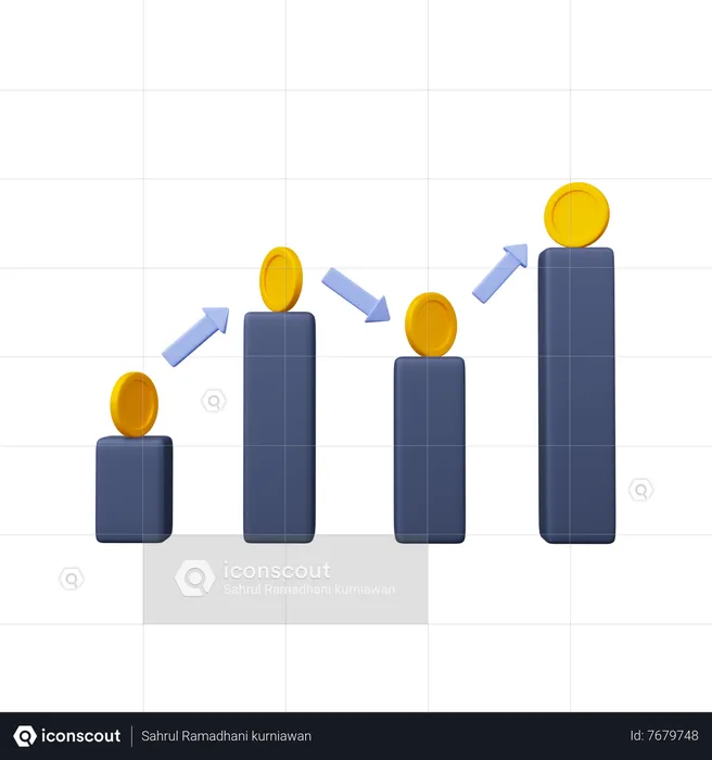 Gráfico con moneda  3D Icon