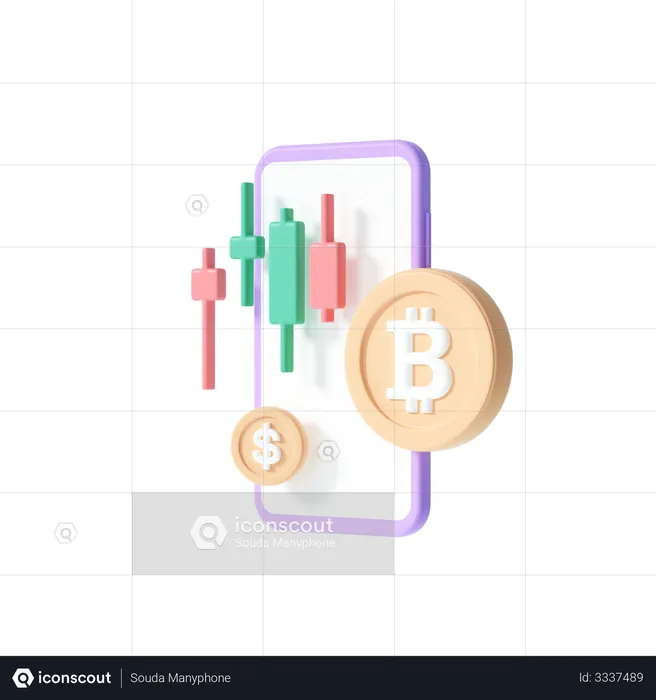 Gráfico de acciones de criptomonedas  3D Illustration