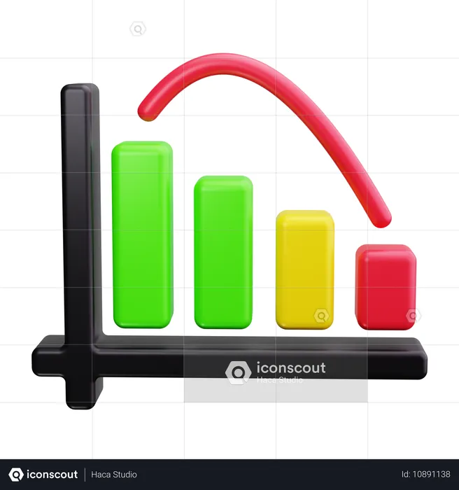 Gráfico de ações descendente  3D Icon