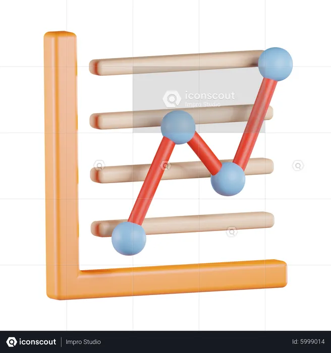 Gráfico de líneas hacia arriba  3D Icon