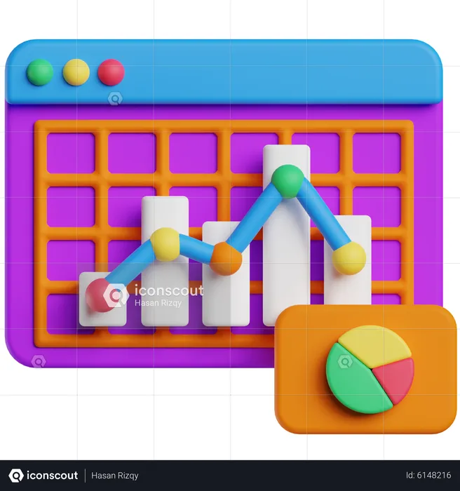 Gráfico de análise de dados  3D Icon