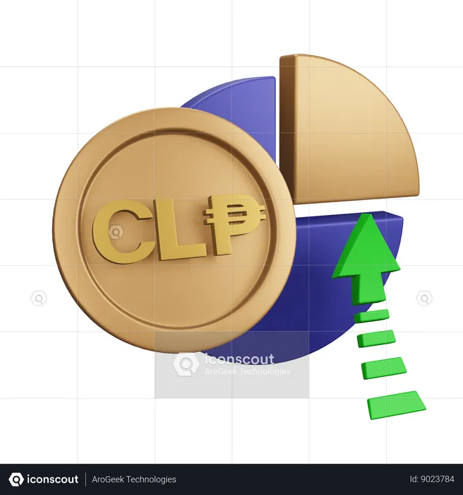 Peso chileno aumenta gráfico de monet  3D Icon
