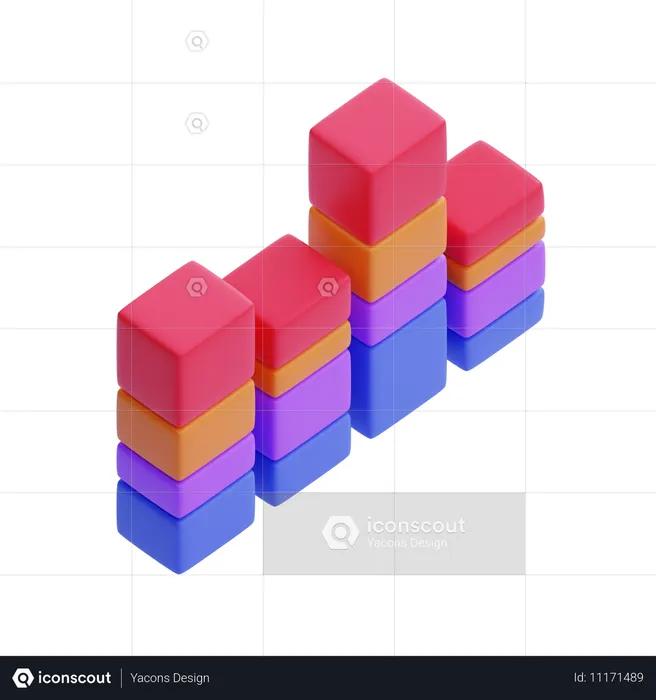 Gráfico de barras apiladas  3D Icon