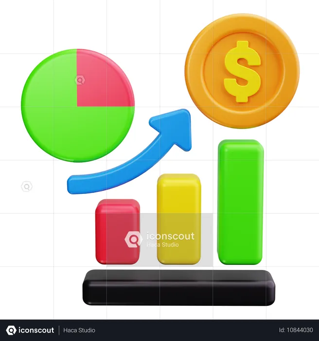 Crescimento do gráfico de barras  3D Icon