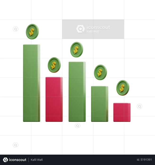 Gráfico de barras de pérdida  3D Icon