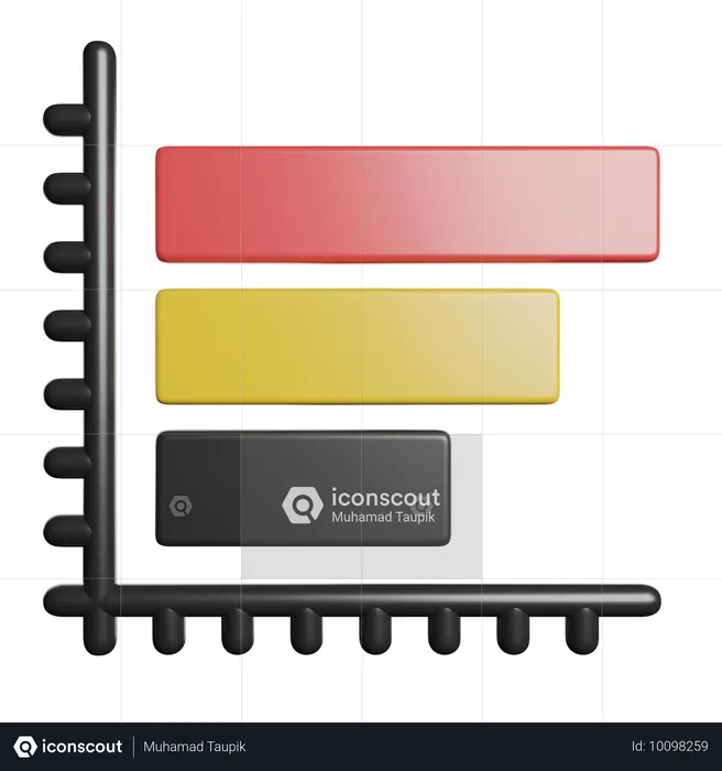 Gráfico de barras horizontais  3D Icon