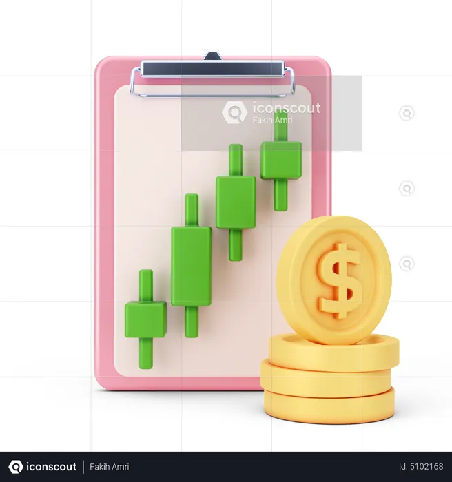 Tabla de ganancias en dólares  3D Icon