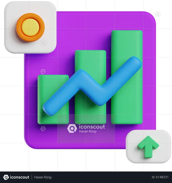 Gráfico de crecimiento  3D Icon