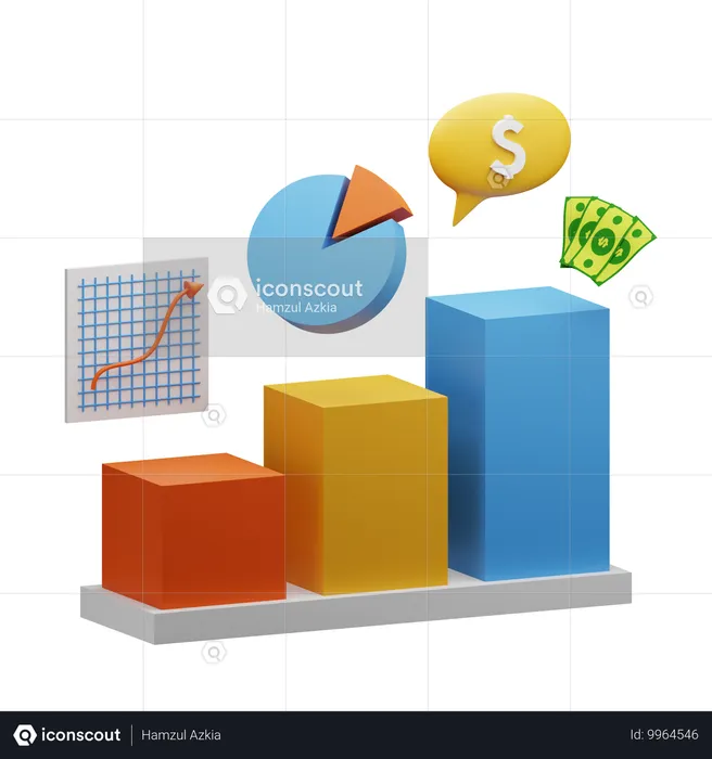 Gráfico de crecimiento financiero  3D Icon