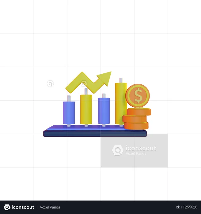 Tabla de crecimiento financiero  3D Illustration